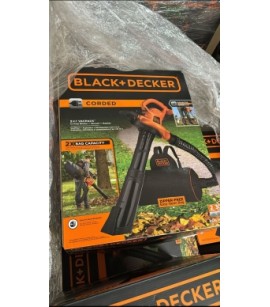 Black & Decker 12 AMP 250 MPH 400 CFM Corded Electric 3-In-1 Backpack Leaf Blower, Vacuum & Mulcher. 130units. EXW Los Angeles